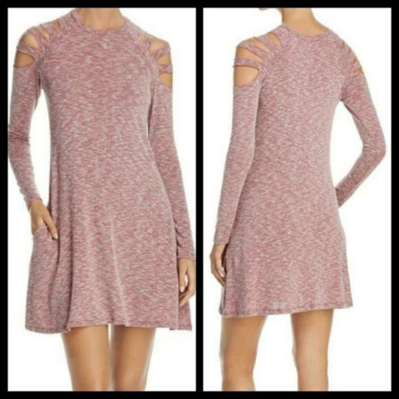 Elan Cut Out Shoulder Purple Long Sleeve Dress Medium NWOT - Picture 1 of 4